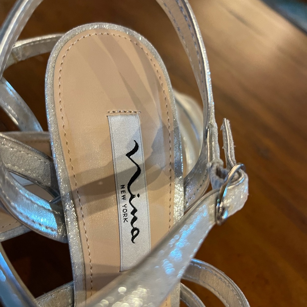 Nina silver strappy sandals.